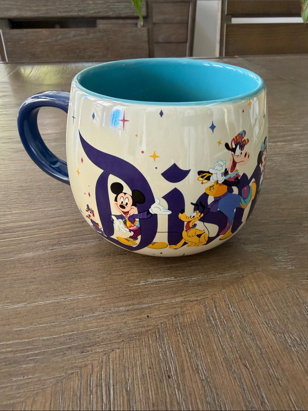 Disney Mickey & Friends Ceramic Mug - Turquoise Interior, Navy Handle